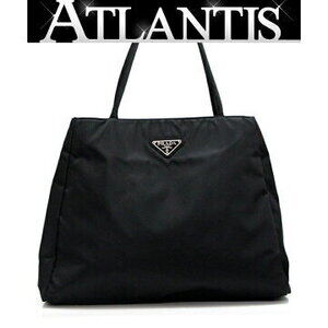 Prada Triangle Logo Trapezoid Tote Bag Black Nylon
